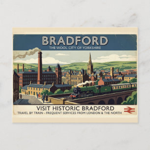 Postal Arte de cartel de viaje retro de Bradford Yorkshir