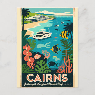 Postal Arte de cartel de viaje retro de Cairns Australia