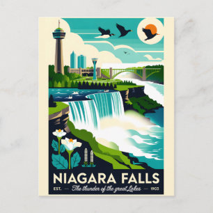Postal Arte de cartel de viaje retro de Cataratas del Niá