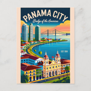Postal Arte de cartel de viaje retro de la ciudad de Pana