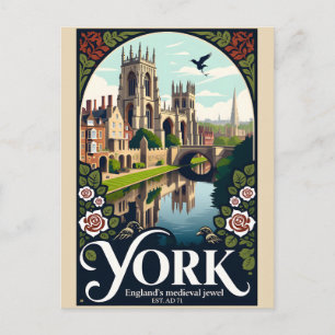 Postal Arte de cartel de viaje retro de York Inglaterra