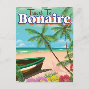 Postal Arte de cartel de viaje vintage de Bonaire.