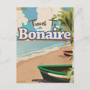 Postal Arte de cartel de viaje vintage de Bonaire.