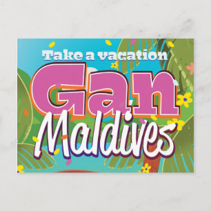 Postal Arte de cartel de viaje vintage de la isla Gan Mal