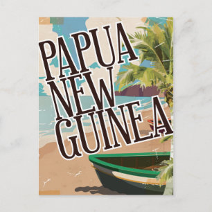 Postal Arte de cartel de viaje vintage de Papúa Nueva Gui