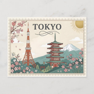 Postal Arte de cartel de viaje vintage Tokio Japón