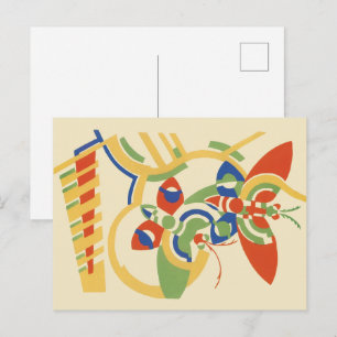 Postal Arte de cartel floral geométrico retro Art Déco