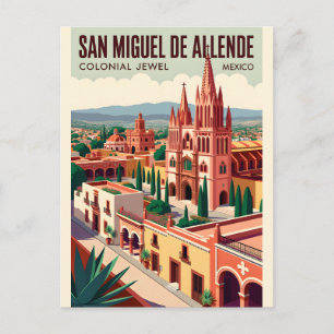 Postal Arte de cartel retro de viaje a San Miguel de Alle