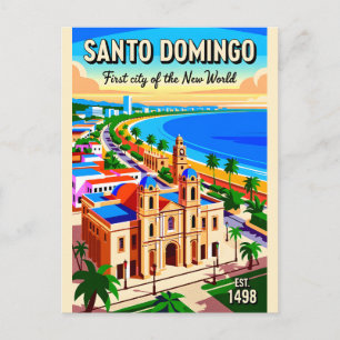 Postal Arte de cartel retro de viaje a Santo Domingo