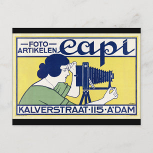 Postal Arte de cartel vintage de cámara antigua de Johann
