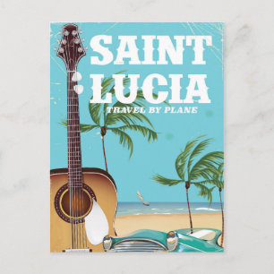Postal Arte de cartel vintage de vacaciones en Santa Lucí