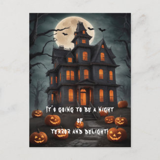 Postal Arte de Casa Embrujada Oscura y Tenebrosa de Hallo