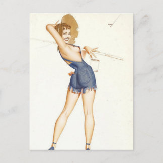 Postal Arte de chica pin up vintage hermoso