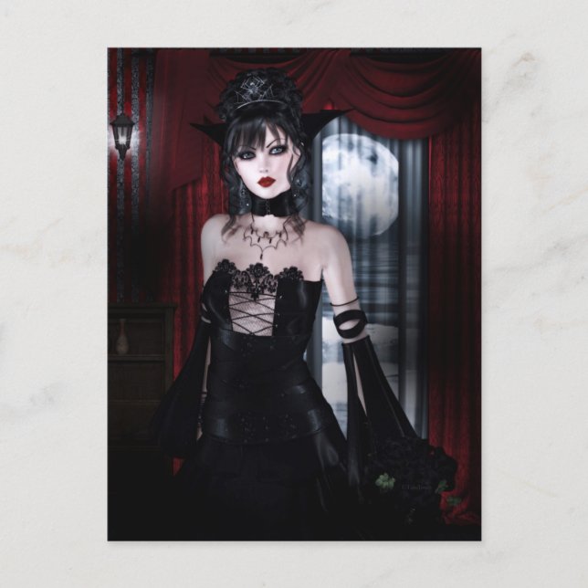 Postal Arte de Chicas góticos Reina por la eternidad vamp (Anverso)
