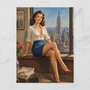 Postal arte de chicas pin-up de los años 50