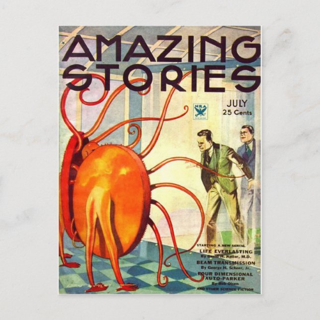 Postal Arte de ciencia ficción de Vintage Alien (Anverso)