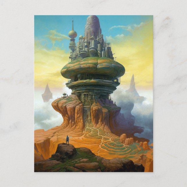 Postal Arte de ciencia ficción futurista en la ciudad de  (Anverso)