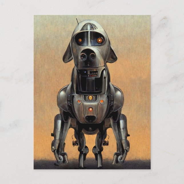 Postal Arte de ciencia ficción | Retrato de un perro robo (Anverso)