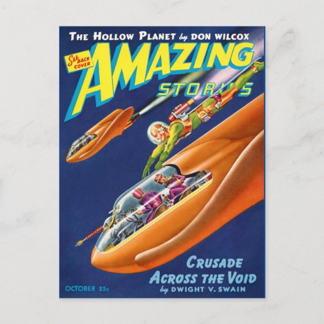 Postal Arte de ciencia ficción vintage (Anverso)