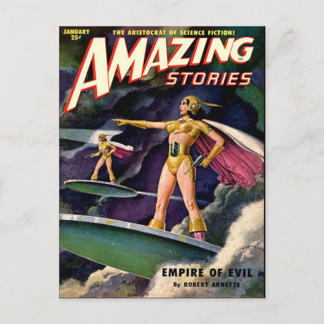 Postal Arte de ciencia ficción vintage (Anverso)