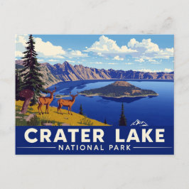 Postal Arte de ciervo del Parque Nacional Lago del Cráter