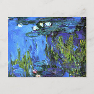 Postal Arte de Claude Monet: Nenúfares, índigo azul