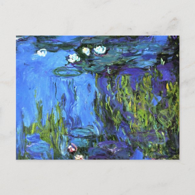 Postal Arte de Claude Monet: Nenúfares, índigo azul (Anverso)