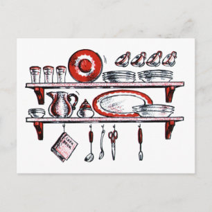 Postal Arte De Cocina Antiguo Y Impresionante