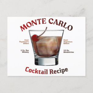 Postal Arte de cocteles de Monte Carlo