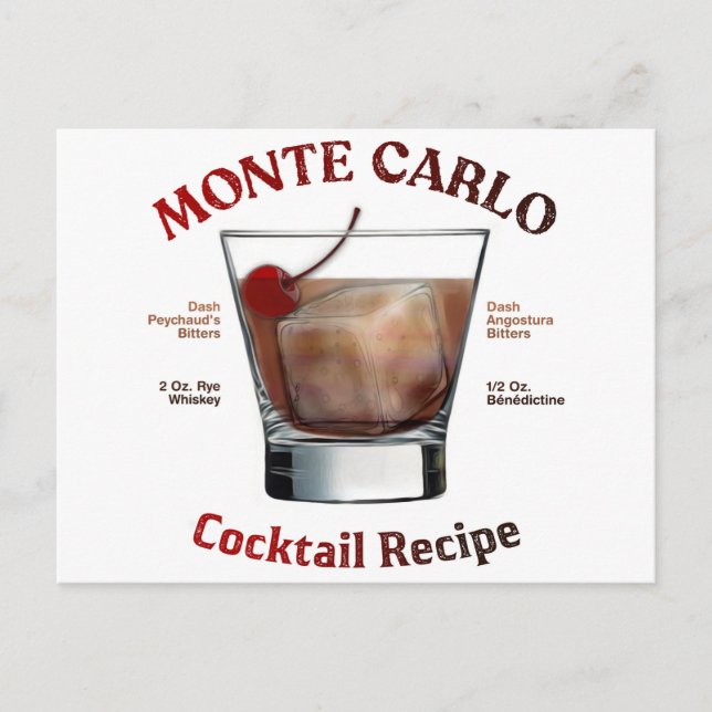 Postal Arte de cocteles de Monte Carlo (Anverso)