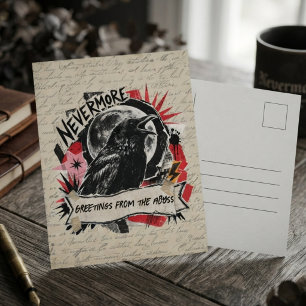 Postal Arte de Collage Gótico Punk de Cuervo