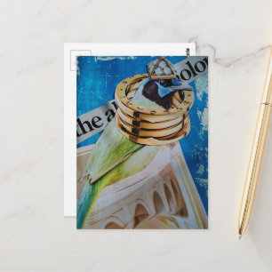 Postal Arte de collage surrealista de joyería y arquitect