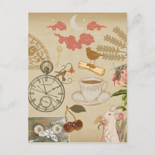 Postal Arte De Collage Vintage