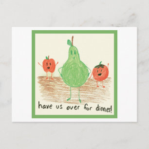 Postal Arte de comida infantil, verde