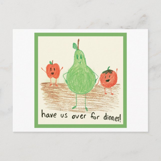 Postal Arte de comida infantil, verde (Anverso)