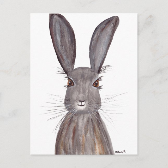 Postal Arte de conejo de acuarela (Anverso)