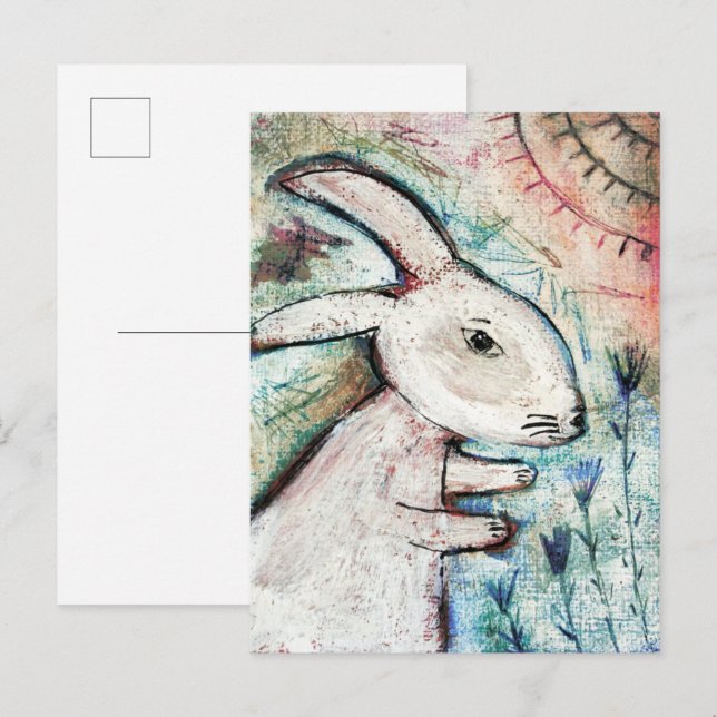 Postal Arte de conejo primitivo (Anverso / Reverso)