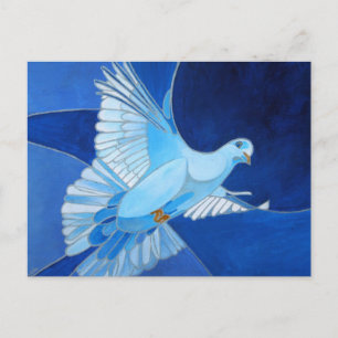 Postal Arte De Contorno De Obras Artísticas En Azul Cerul