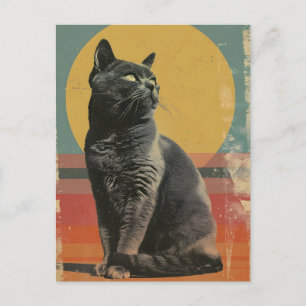 Postal Arte de cosecha de gatos en Shorthair británico
