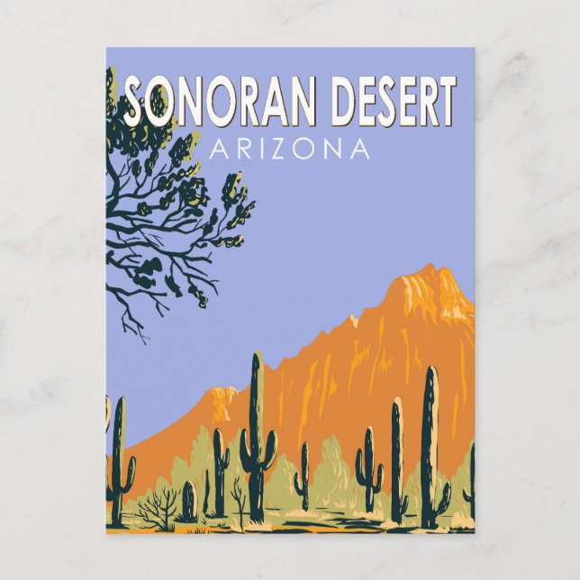 Postal Arte de cosecha en Arizona, desierto de Sonoran (Anverso)