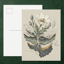 Arte de Cottagecore de Flor de Amapola Botánica