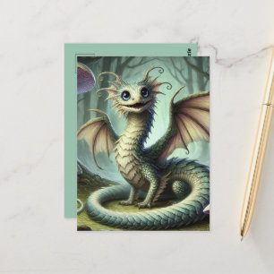 Postal Arte de criatura de fantasía linda Dragon Jabberwo