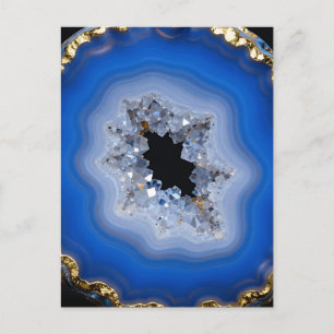 Postal Arte de Cristal de Filo de Oro Geoda de Ágata Azul