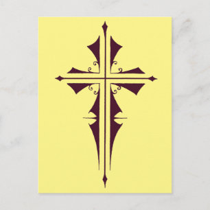 Postal Arte de Cruz Cristiana Púrpura Real