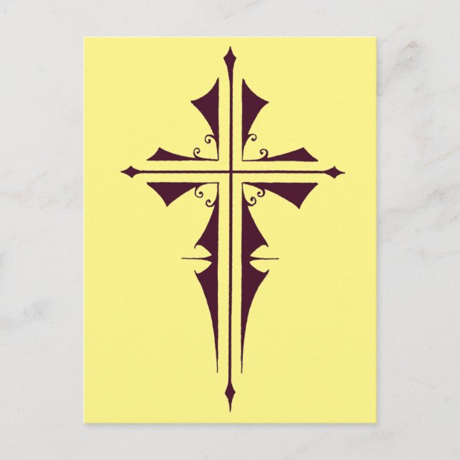 Postal Arte de Cruz Cristiana Púrpura Real (Anverso)