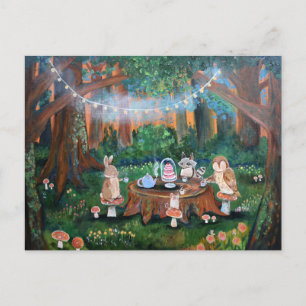 Postal Arte de cuento de hadas de fiesta de té caprichoso