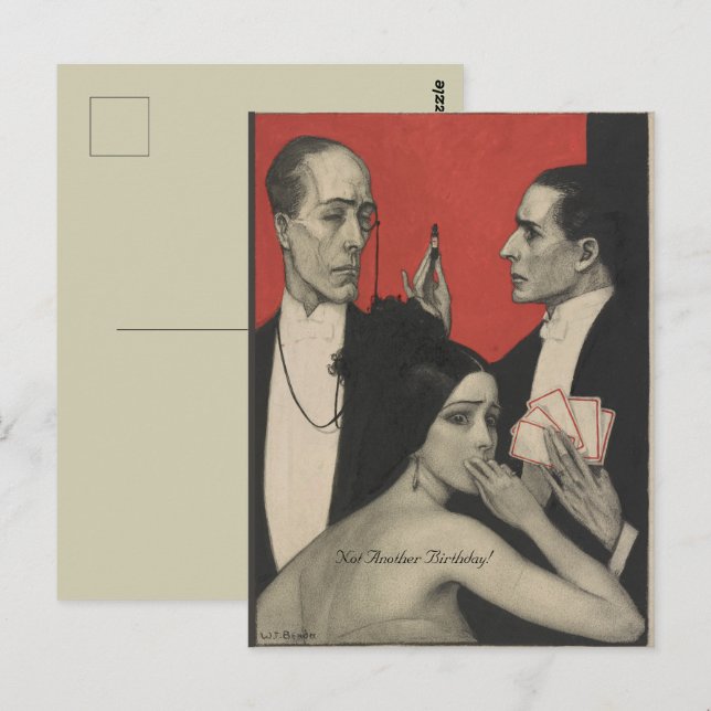 Postal Arte de cumpleaños vintage no otra gente (Anverso / Reverso)