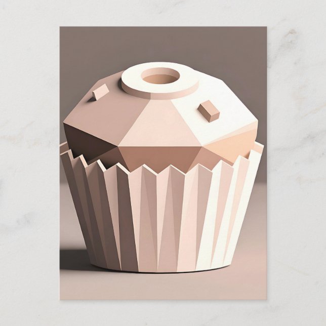 Postal Arte de Cupcake Facetado Geométrico (Anverso)