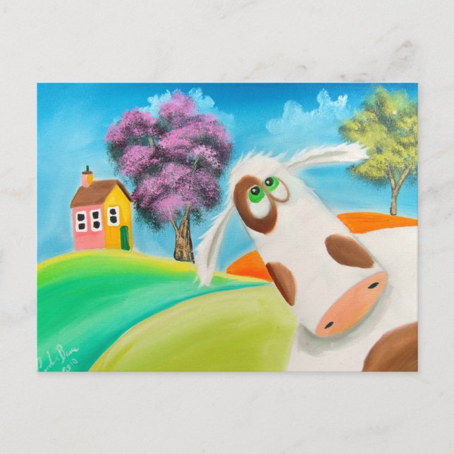 Postal arte de CUTE COW FACE Gordon Bruce (Anverso)