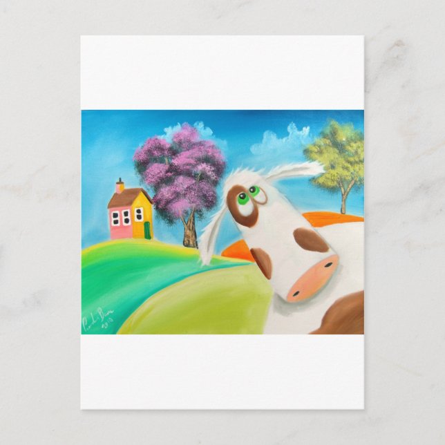 Postal arte de CUTE COW FACE Gordon Bruce (Anverso)